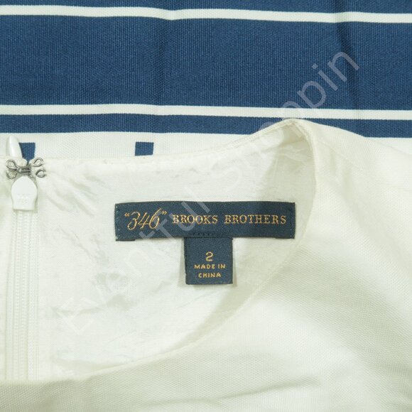 Brooks Brothers 346 Shift Dress Womens 2 White Blue Floral Cotton Sleeveless - Picture 5 of 8